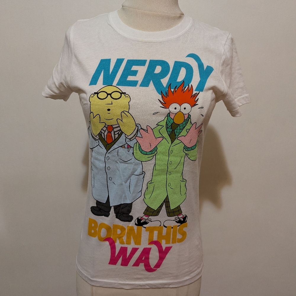 DISNEY Muppets Nerdy Born This Way Tee, White, Size S